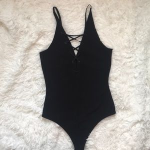 EXPRESS Black Lace Up Body Suit | NWOT